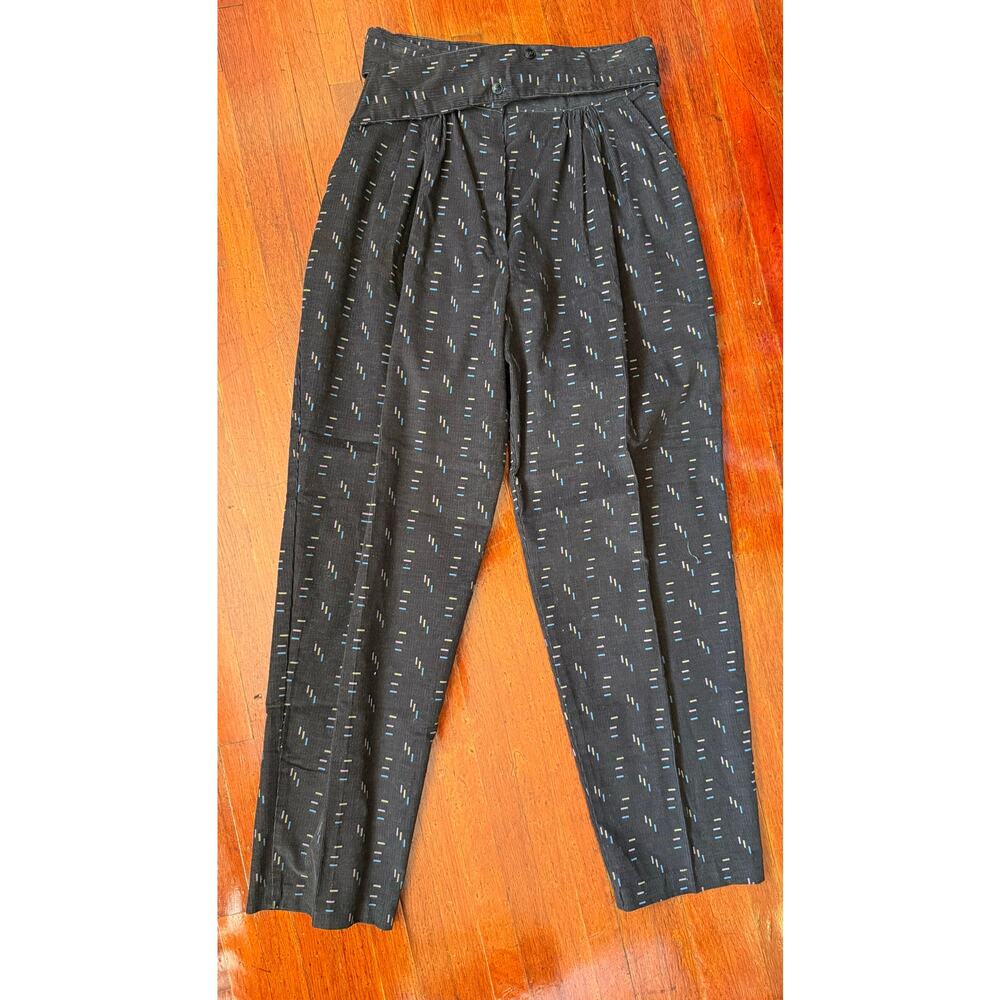 Vintage 70’s Joe BenBasset Union Made Black Corduroy Tapered Funky Belt Pants XS